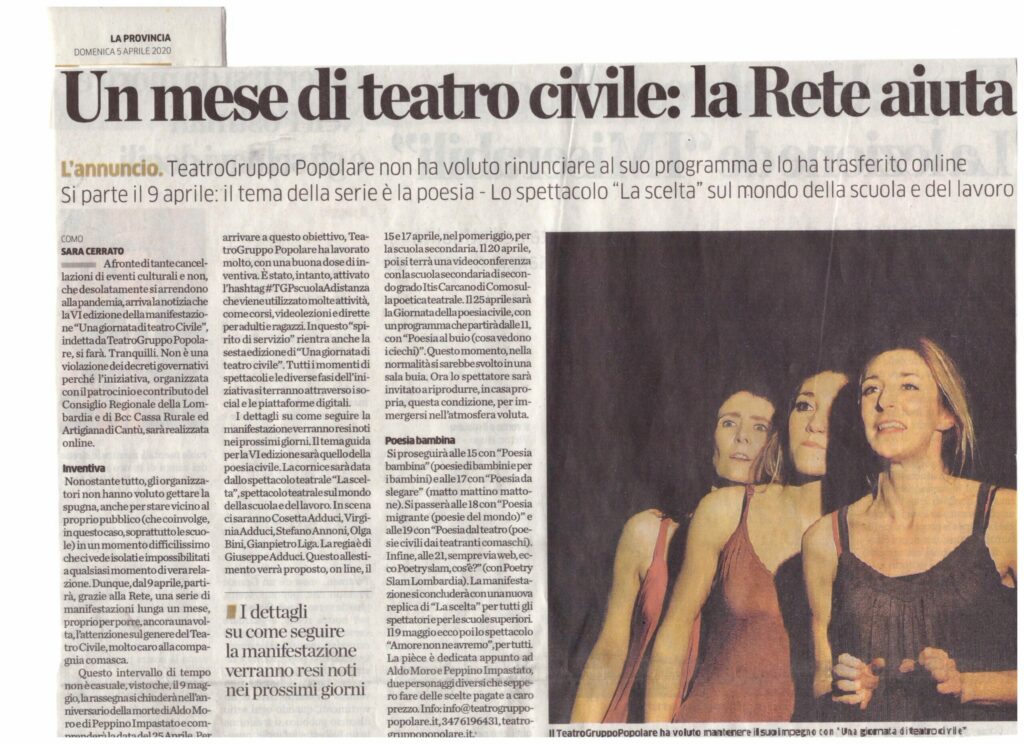 Un mese di teatro civile: la Rete aiuta